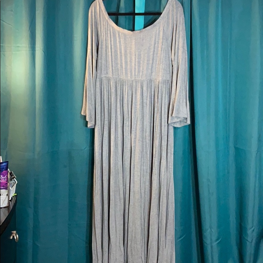 Grey Off the Shoulder Maxi Dress